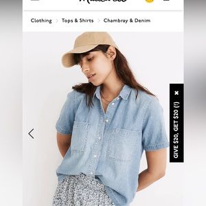 Madewell Denim Short-Sleeve Button-Up Shirt in Brickton Wash